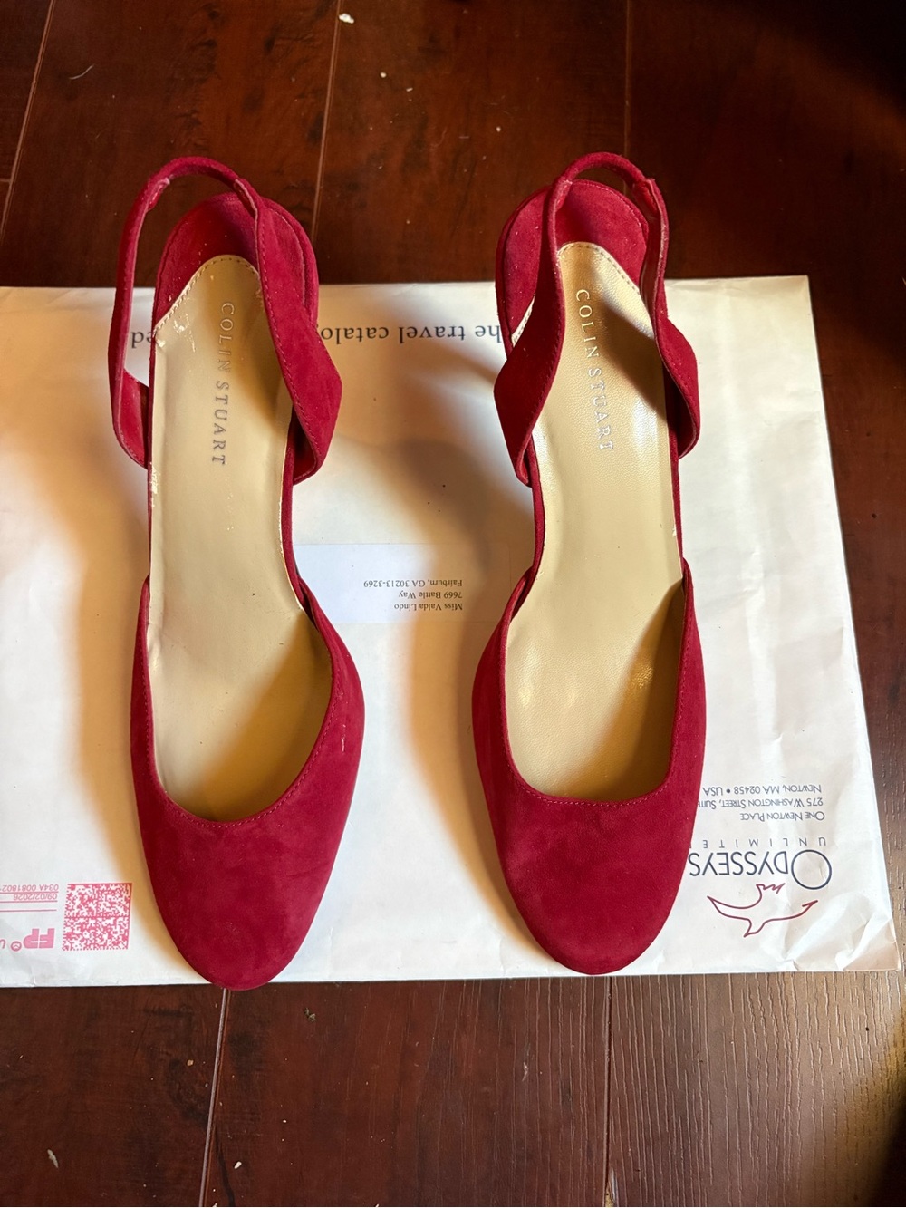Colin Stuart Red Suede Slingback Flats
